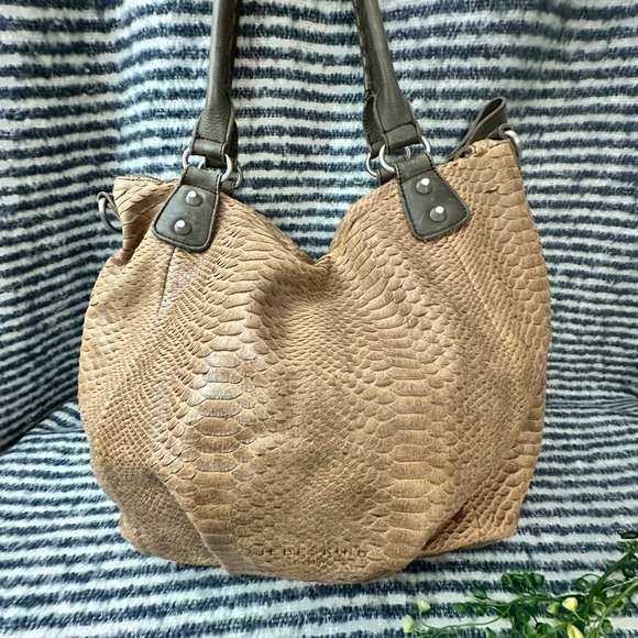LIEBESKIND Berlin Large Hand/ Tote Bag Python Embossed Leather Zip Top - Picture 1 of 10